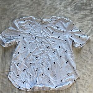 White T-Shirt with Black Crescent Print
